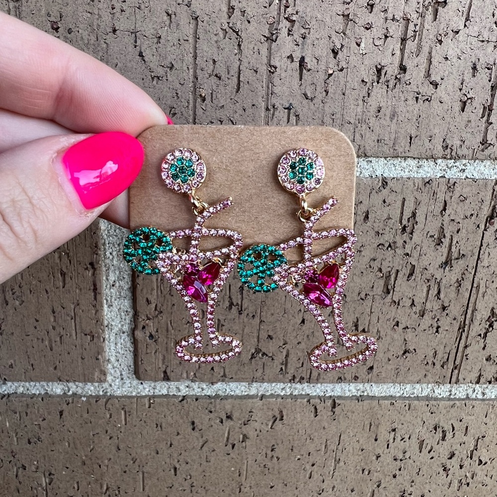 Rhinestone Cocktail Dangle Earrings
